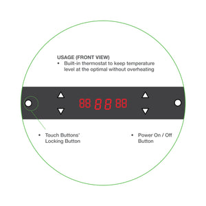 Novox Electric Food Warmer Hot Box Buttons & Display
